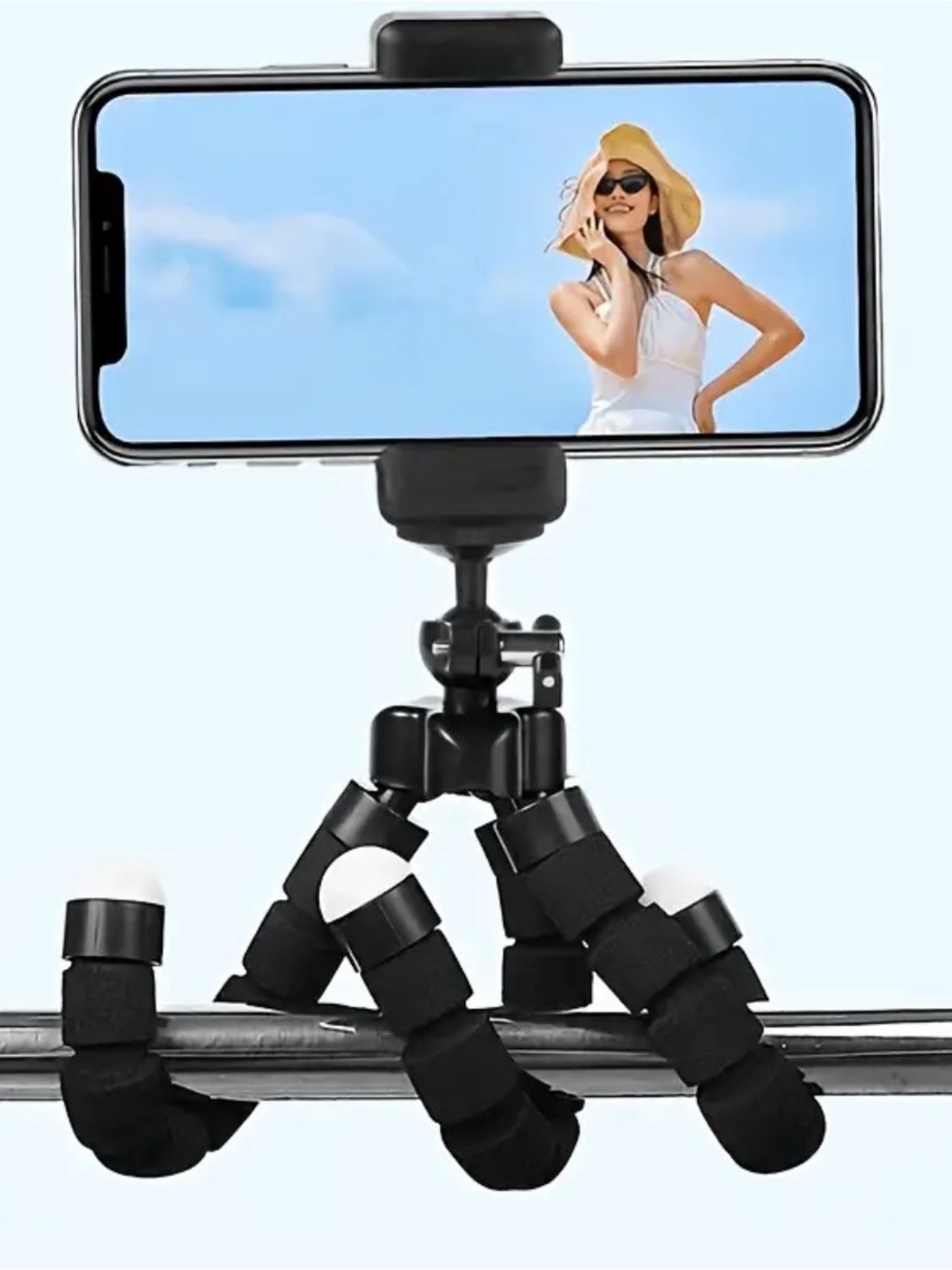 Universal Black Flexible Tripod Phone Mount for Cell Phones